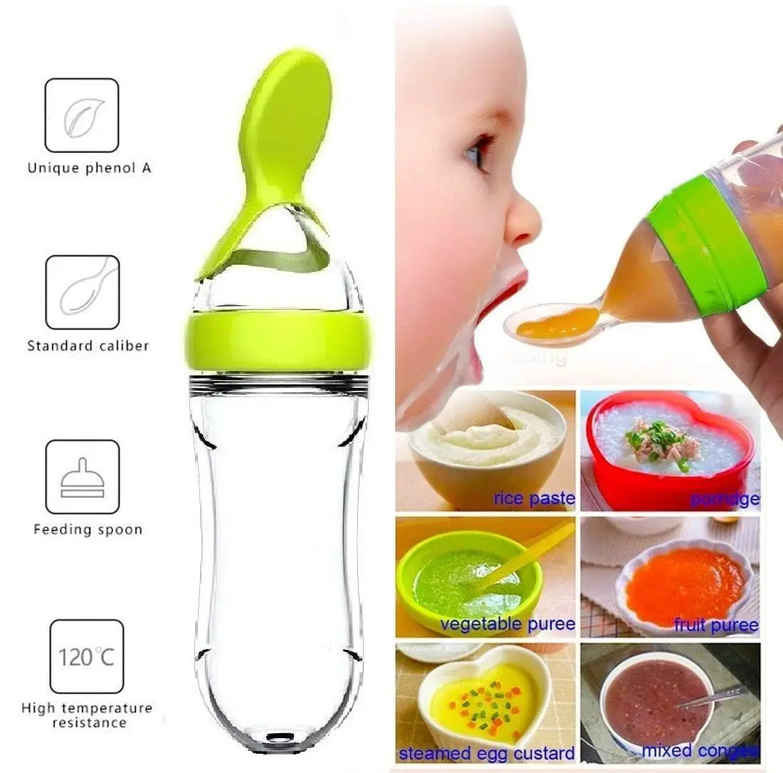 BNest Silicone Baby Feeding Bottle with Spoon – Easy Feeding for Little Ones